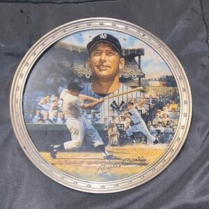 Mickey Mantle Commemorative Baseball Plate - Navy & White